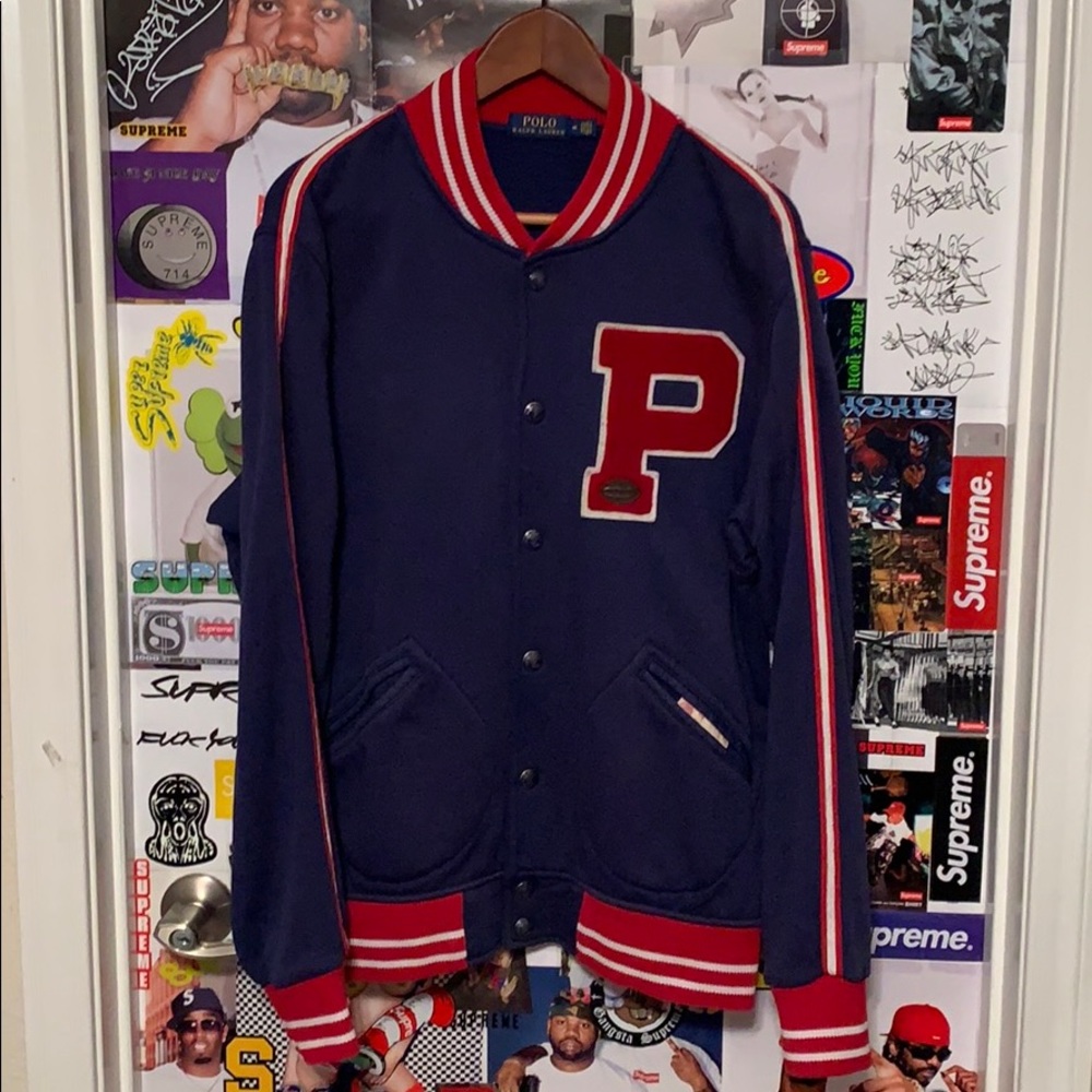 POLO RALPH LAUREN VARSITY JACKET MEDIUM EUC